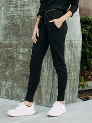 Kelly Slim Lace-Up French Terry Organic Cotton Sweatpant - Black
