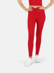 Mika Rib Lace Up Legging - Red - Red