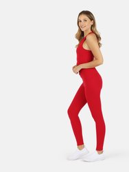 Mika Rib Lace Up Legging - Red