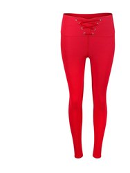Mika Rib Lace Up Legging - Red