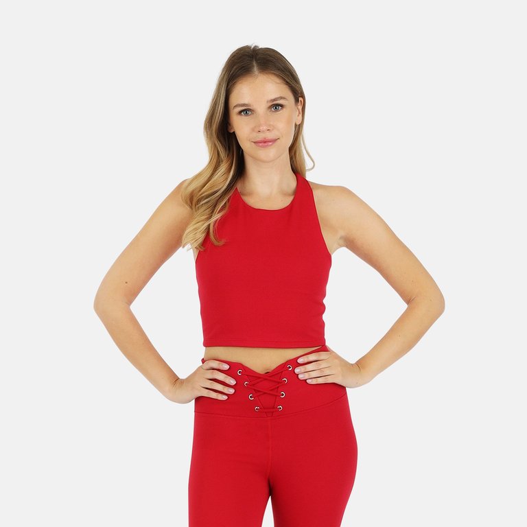 Mika Rib Movement Bra Tank - Red - Red