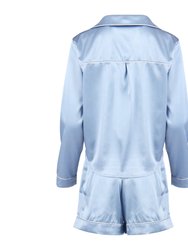 Nina Silk Pajama Short Set - Light Blue