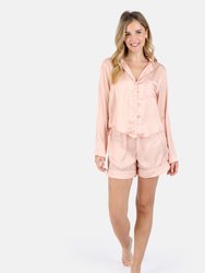 Nina Silk Pajama Short Set - Peach