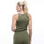 Rib Square Neck Tank - Heather Forest Green