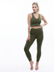 Rib V-Neck Cropped Tank - Heather Forest Green