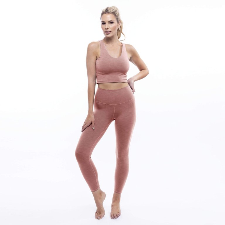 Rib V-Neck Cropped Tank - Rose