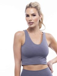 Rib V-Neck Cropped Tank - Slate - Slate