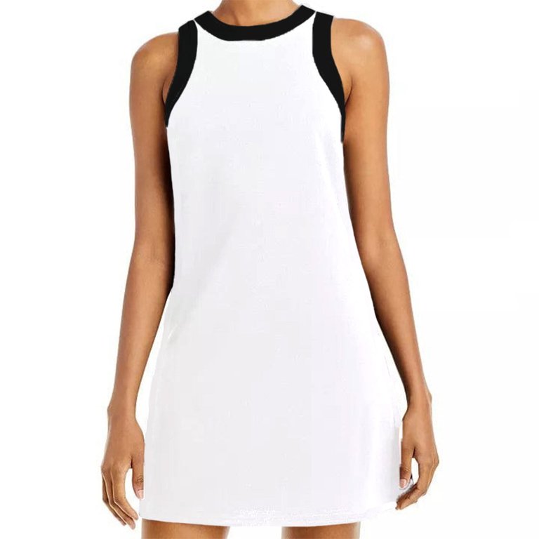 Willa Organic Cotton Active Mini Dress - White/Black