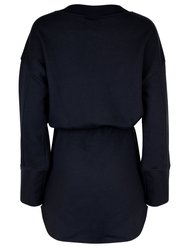 Zaina Cotton Sweatshirt Dress - Black