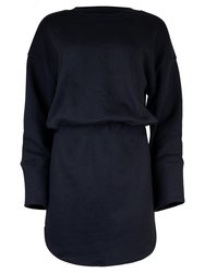 Zaina Cotton Sweatshirt Dress - Black