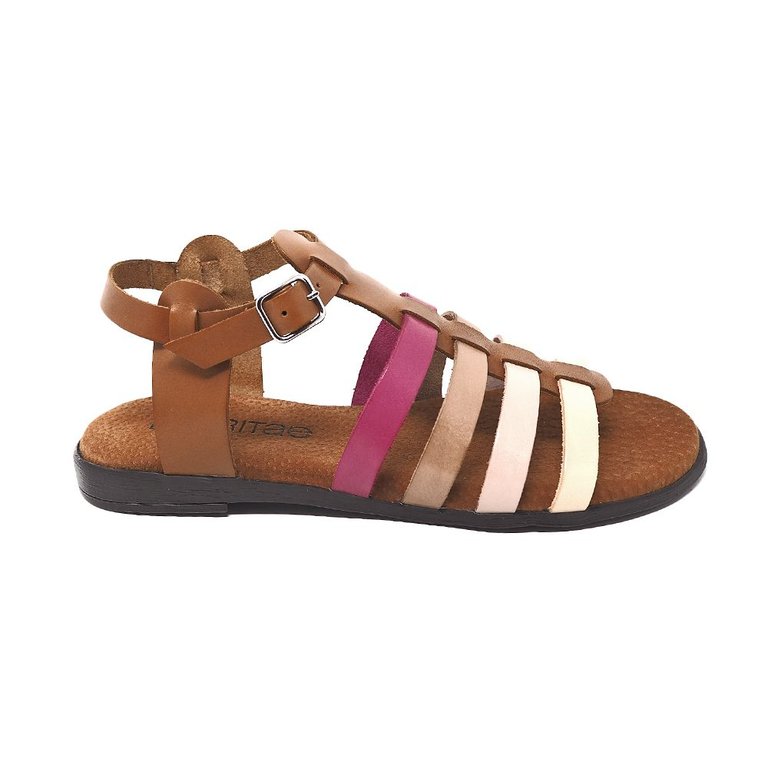 Areca Flat Sandal In Leather - Pink