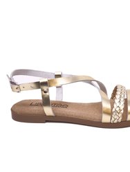 Bali flat sandal in leather - Gold