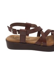 Bambu Platform Sandal In Leather - Brown