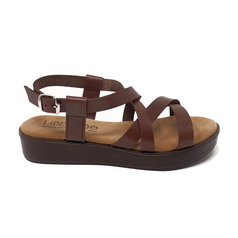 Bambu Platform Sandal In Leather - Brown