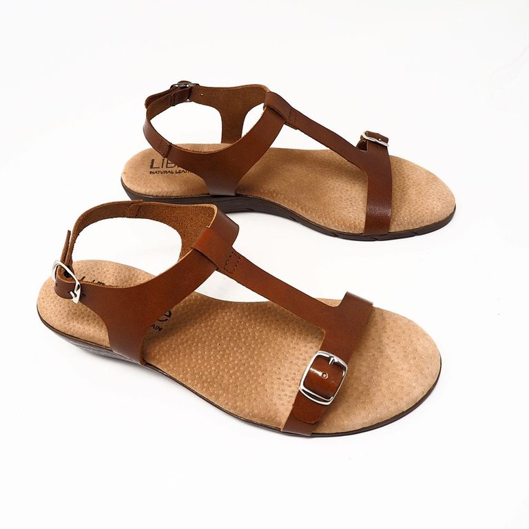 Greco Wedge Leather Sandal - Brown