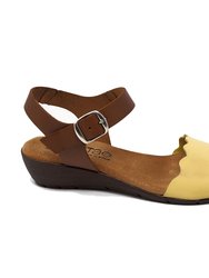 Minerva Low Wedge Leather Sandal - Yellow