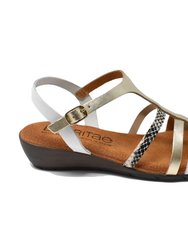 Sigourney Wedge Sandal In Leather - Multicolour