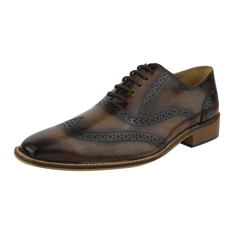 Aaron Leather Oxford Style Dress Shoes - Brown