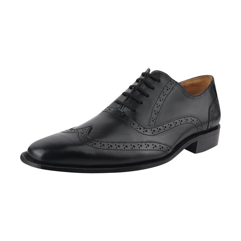 Aaron Leather Oxford Style Dress Shoes - Black