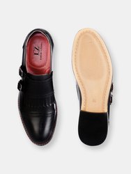 Auburn Leather Oxford Style Monk Straps