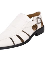Bidwill Genuine Leather Fisherman Flat Sandals - White
