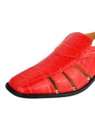 Bidwill Genuine Leather Fisherman Flat Sandals - Red