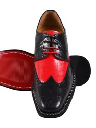Boyka Leather Red Bottom Oxford Style Dress Shoes - Black/Red