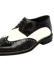 Boyka Leather Red Bottom Oxford Style Dress Shoes - Black/White
