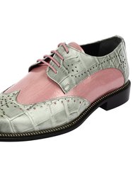 Boyka Leather Red Bottom Oxford Style Dress Shoes - Grey/Pink