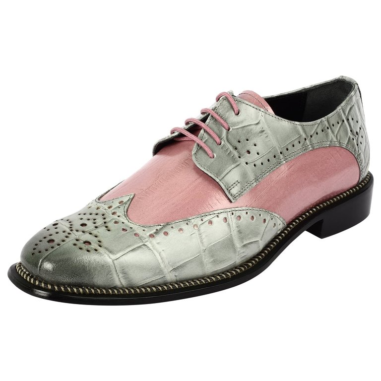 Boyka Leather Red Bottom Oxford Style Dress Shoes - Grey/Pink