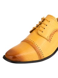 BRUCE Leather Oxford Style Dress Shoes - Mustard