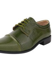 BRUCE Leather Oxford Style Dress Shoes - Olive