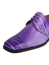 Casanova Leather Oxford Style Dress Shoes - Purple