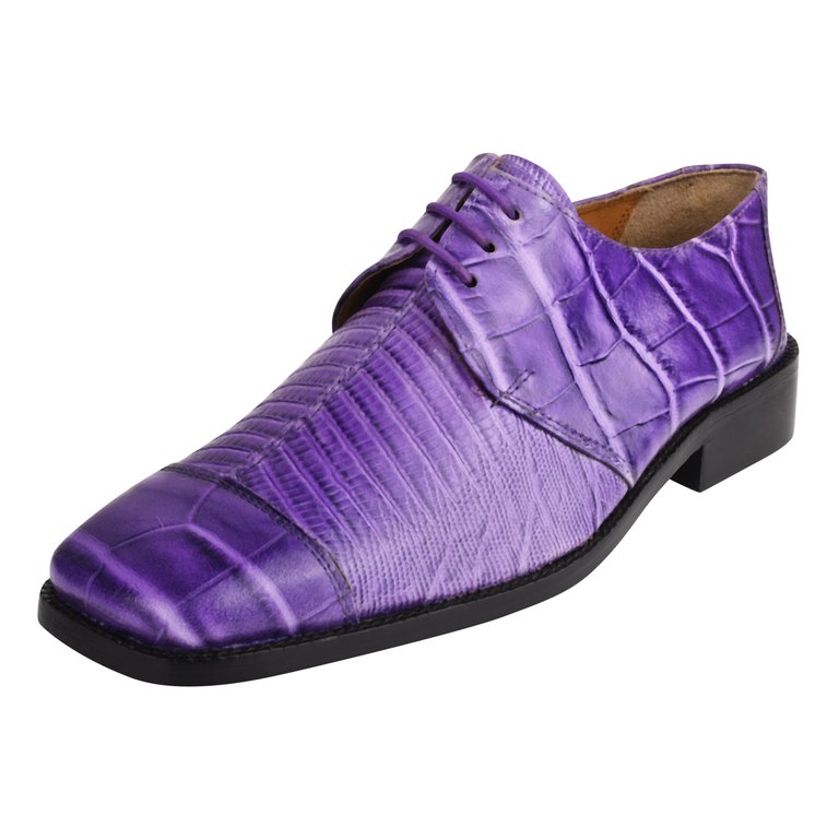Casanova Leather Oxford Style Dress Shoes - Purple