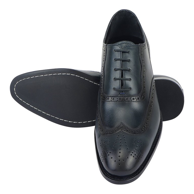 Dinkum Leather Oxford Style Dress Shoes - Navy