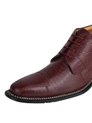 Foxx Leather Lace-Up Boots - Burgundy