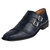 Grace Genuine Leather Oxford Style Monk Strap - Navy
