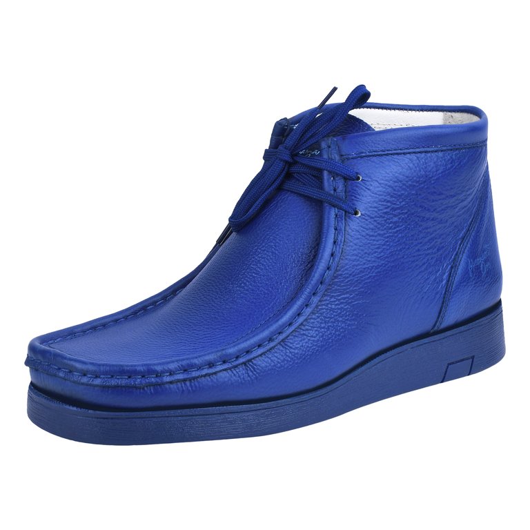Hamara Joe Rush Leather Desert Chukka Casual Boots - Royal Blue