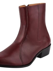 Jazzy Jackman Leather Ankle Length Boots - Burgundy