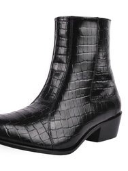 Jazzy Jackman Leather Print Ankle Length Men's Boots - Black Croco