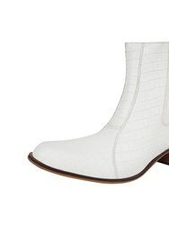 Jazzy Jackman Leather Print Ankle Length Men's Boots - White Croco