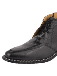 Liam Genuine Leather Lace-Up Style Boots For Men - Black