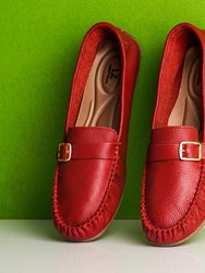 Mary Genuine Leather Women's Slip On Buckle Loafers