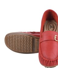 Mary Genuine Leather Women's Slip On Buckle Loafers