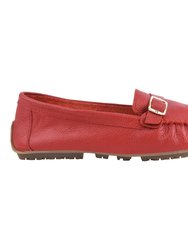 Mary Genuine Leather Women's Slip On Buckle Loafers