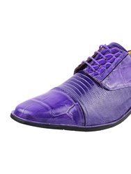 Owen Leather Oxford Style Dress Shoes - Purple