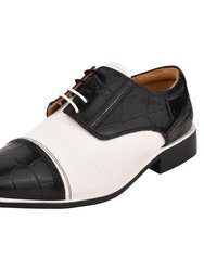 Owen Leather Oxford Style Dress Shoes - Black/White