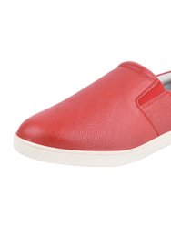 Silas Genuine Leather Slip On Loafer Women Shoes - Red