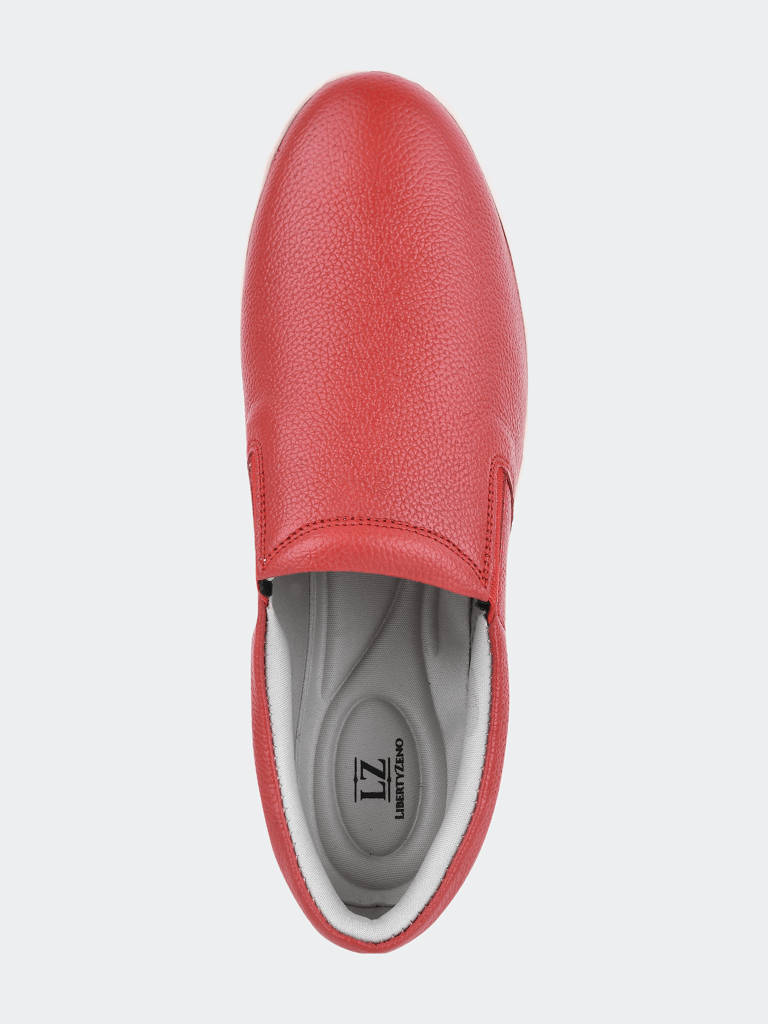 Silas Genuine Leather Slip On Loafer Women Shoes - Red
