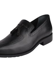 Tassel Loafer Leather Tassels Shoes - Black